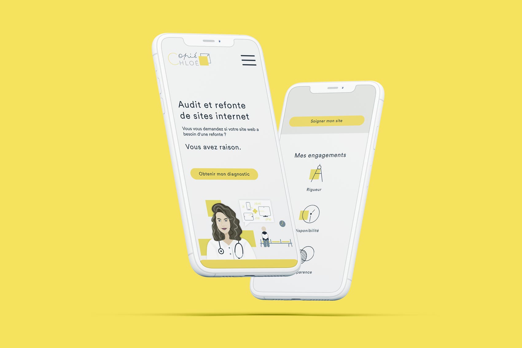 Mockup smartphone présentation du logo et des illustrations