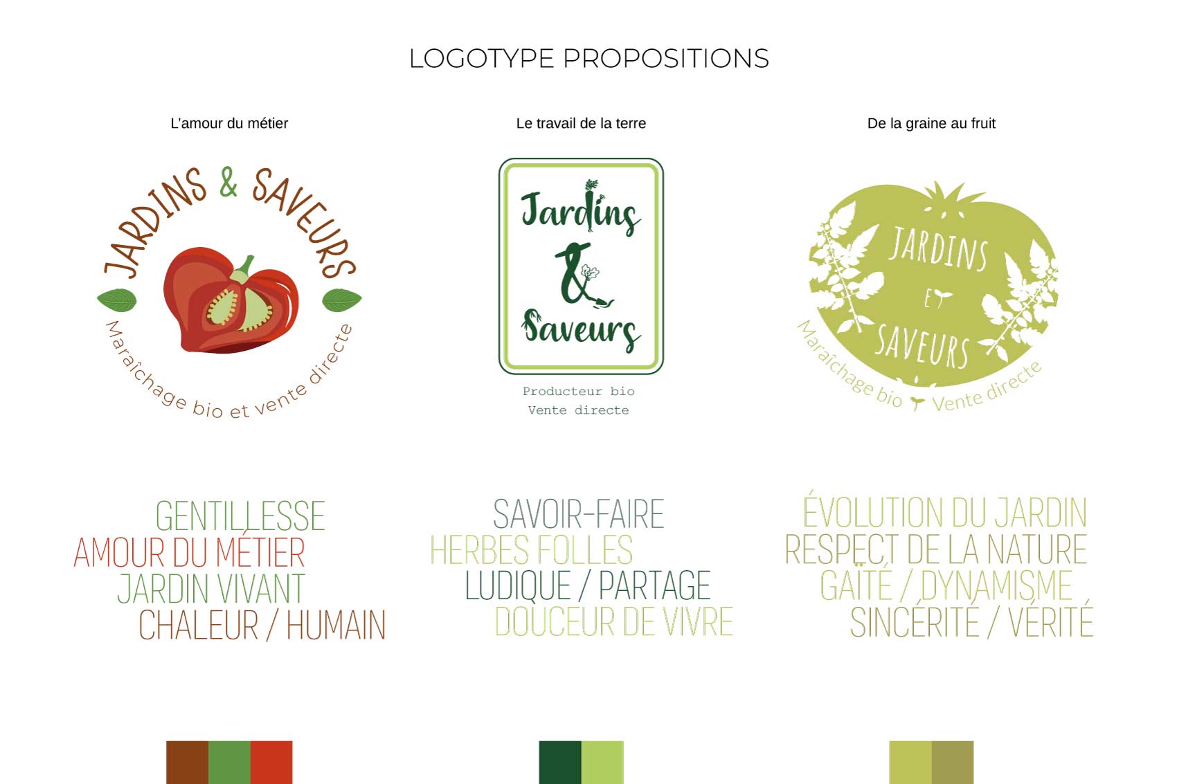 3 propositions création logotype jardins et saveurs graphiste moselle